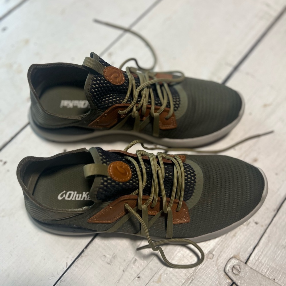 OluKai Mio Li Green and Brown Sneakers with Earthy Design